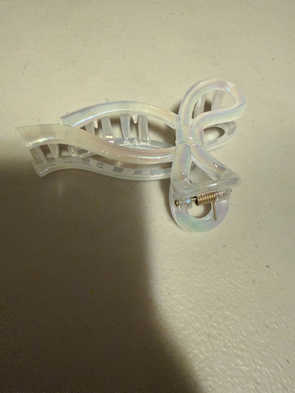 White Bow Claw Clip Hair Accessory